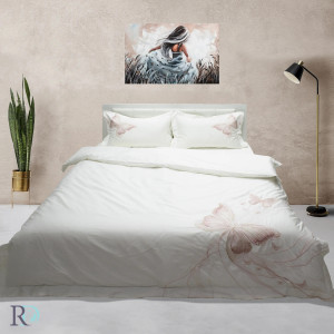 Двойно спално бельо Памучен сатен Butterfly White Двойно спално бельо Памучен сатен Butterfly White